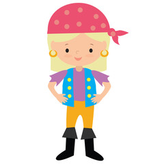 Cute pirate girl  vector cartoon illustration