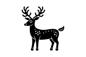 christmas deer silhouettes on the white background