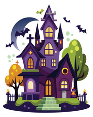 Spooky house vector illustration isolated on a white background