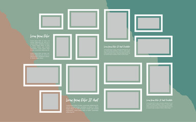 Pictures or photos frame collage. comics page grid layout abstract photo frames and digital photo wall template