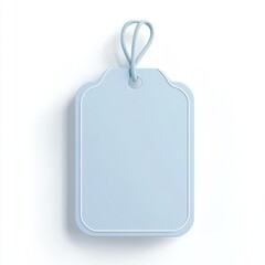 Modern 3D Rendered Light Blue Label Icon for E-commerce Marketing on White Background with Copy Space