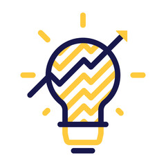 Light Bulb Icon Featuring Rising Graph to Represent Growth and Innovative Ideas for Success