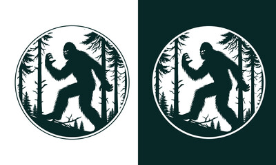 Bigfoot Silhouette Vector Illustration, Bigfoot Concept