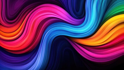 Obraz premium Psychedelic swirl of lines and curves, vibrant colors, abstract movement, flowing like liquid, digital watercolor style
