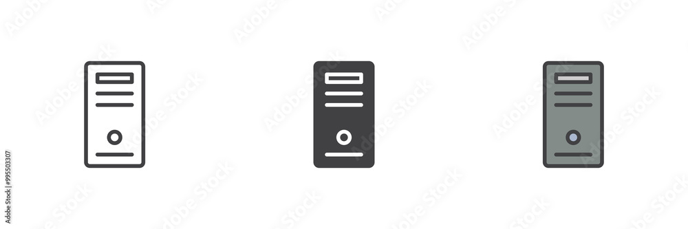Poster pc case different style icon set