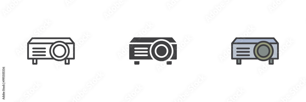 Poster digital projector different style icon set