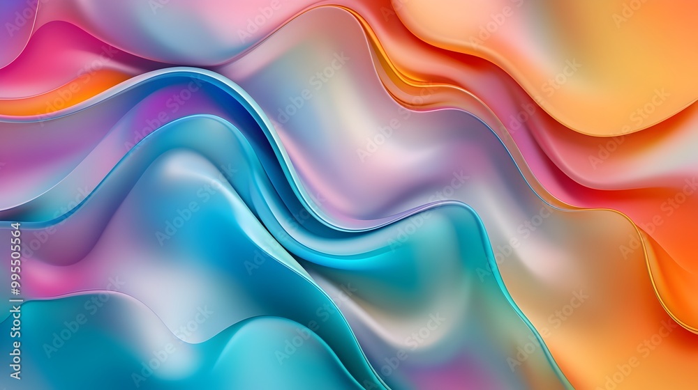 Aufkleber Captivating 3D abstract digital featuring a dynamic gradient blend of vibrant hues intersecting geometric shapes and a fluid visually striking composition  This modern