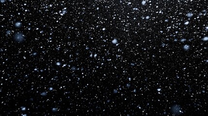 Snowflakes drifting down in a dense winter scene, creating a cold, frosty ambiance