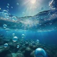 海の中。水中からのぞく空