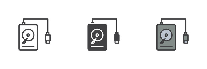 Portable HDD different style icon set