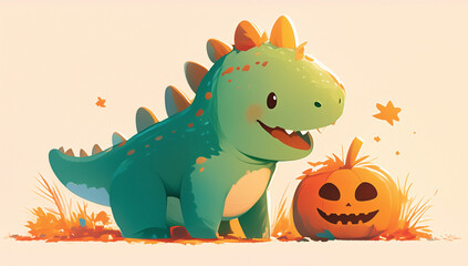 Obraz premium Halloween Day, Halloween Pumpkins, Halloween Dinosaurs