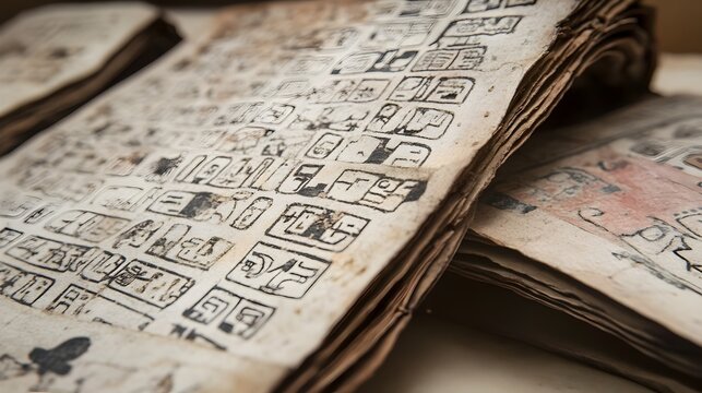 Detailed view showcasing the intricate and captivating Mayan codex