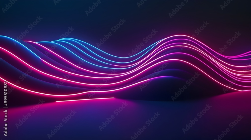 Fototapete mesmerizing 3d featuring a dynamic futuristic composition of abstract glowing neon waves and vibrant