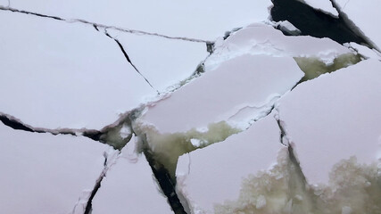 Cruising in the frozen water of Bothnian sea in Lapland, Finland