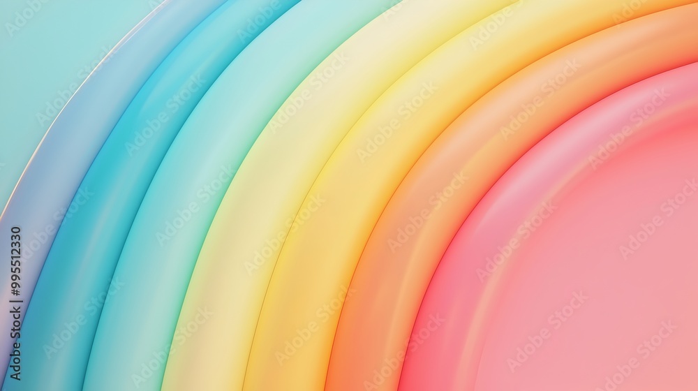 Poster Visually captivating 3D featuring a vibrant rainbow gradient with seamless textural transitions and a soft elegant aesthetic  This digital artwork showcases a modern refined and dynamic design