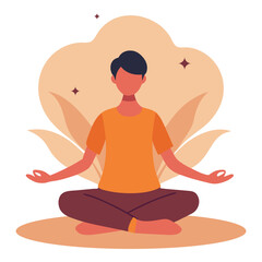 man meditation illustration, simple and clean design