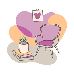 Psychologic therapy cabinet illustration, flat style on a white background