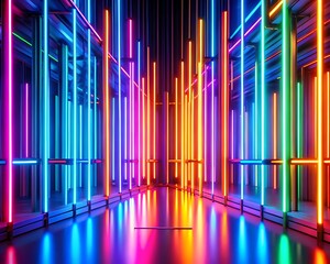 Obraz premium Abstract gradient trendy neon light Background, Wallpaper, Photo for post banner. Ai Gegerated 