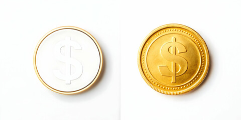 Flat Isolated Sale Sticker and Dollar Coin Vector for Promoting Retail Savings � Sleek Design for E-Commerce Marketing Campaigns