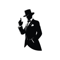 vector illustration of a man in a tuxedo with a hat like a magician