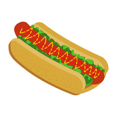 Vector Illustration of Hot Dog in Isometric Style