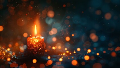 Burning Candle With Bokeh Background