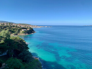 Vue sur la baie et la ville de Propriano, Corse, France