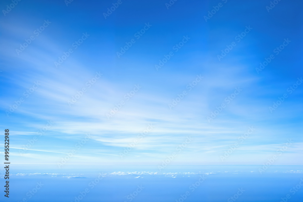 Poster blue sky with clouds with ocean view