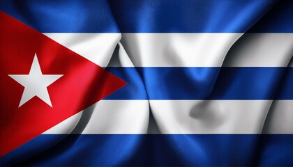 Fototapeta premium Cuba national flag waving, emblem
