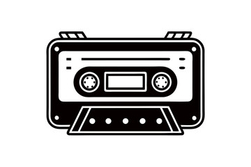 A vector illustration of retro-themed graphics, such as a cassette tape or a vintage radio. Retro-themed t-shirt design vector graphics, detailed design, contour, white background.