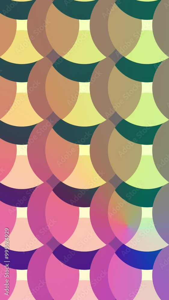 Poster poly art kaleidoscopic hypnotic background. stock animation. abstract parallel rows of circles becom