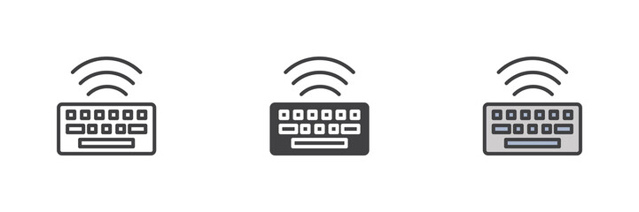 Wireless keyboard different style icon set