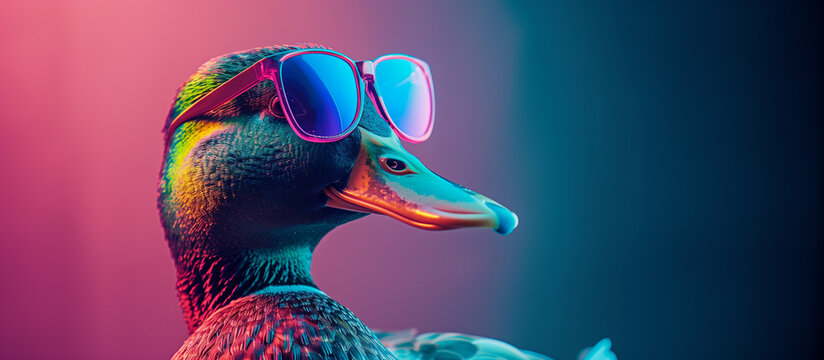 A cool duck drake with sunglasses