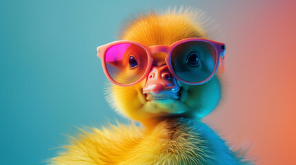 Fototapeta premium Sweet duckling with sunglasses