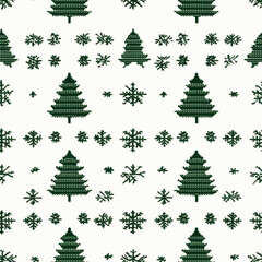 seamless Christmas and Winter knitted seamless pattern or card with deer
