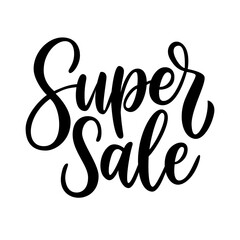 Super sale handwritten script, modern calligraphy design for banners, online stores, retail promotions, ecommerce, discounts, marketing, posters, and shopping ads