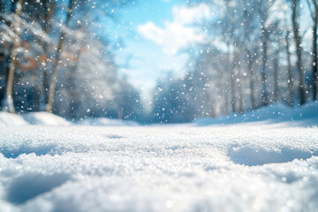 Fototapeta premium Winter Landscape with Falling Snow
