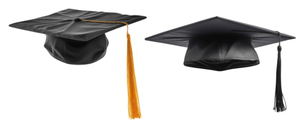 set of graduation cap and diploma isolated on transparent background