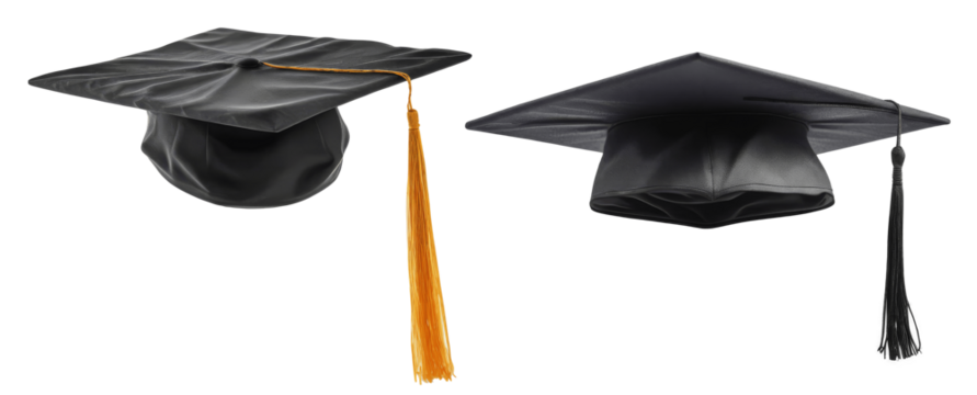 set of graduation cap and diploma isolated on transparent background