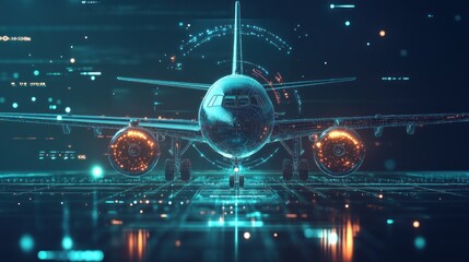 Technology digital future of commercial air transport concept