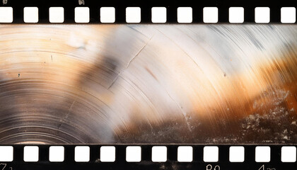 Blank grained film strip texture background with heavy grain and newton rings