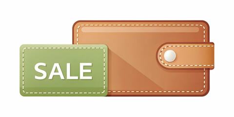 Sleek Flat Isolated Sale Badge and Wallet Vector Design for E-commerce and Retail Marketing