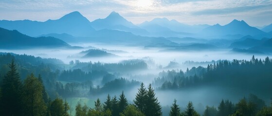 natural mountain scenery in the morning