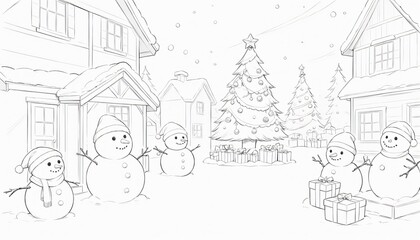 Obraz premium Merry Christmas winter illustration simple minimalist Background