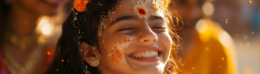 Joyful Tika Application: Candid Moment of Sister Laughing While Applying Tika to Her Brother - Close-Up Expressions Captured