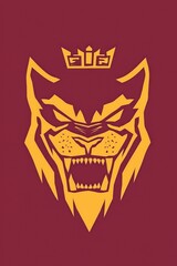 Roaring Lion with Crown Mascot Logo