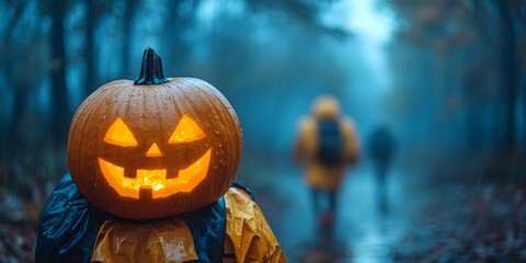 Obraz premium Witches’ cauldrons and ghostly figures make for a spooky and magical Halloween scene