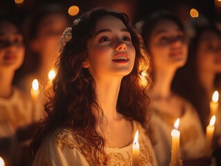 Golden Glow: Choir Singing Christmas Carols in Candlelit Church - Nikon Z7 II 50mm f/1.4 Capture