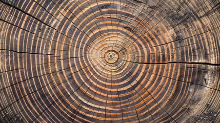 Fototapeta premium wooden Brown texture of tree rings with close up wooden background. Generative AI.
