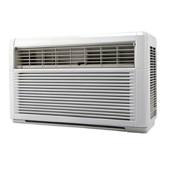 External air conditioning unit on a pink stand